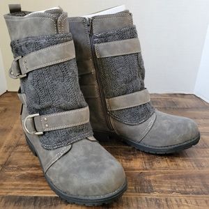 Sugar Jolla Grey Heather sweater women's ankle boots insulated size 9.5